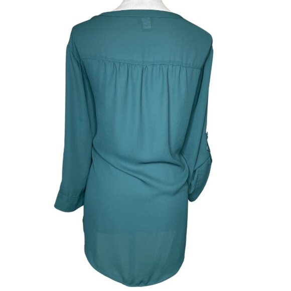TORRID Harper Emerald Button-Front Georgette Roll-Tab Sleeve Shirt Size 3X - Picture 4 of 8